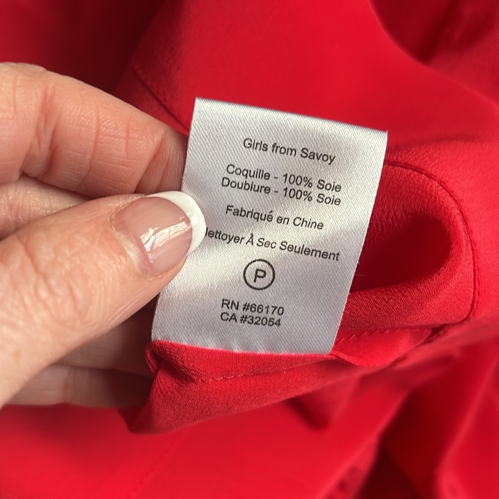 Anthropologie Girls From Savoy Red Ruffled Sleeveless Silk Oska Dress Size 8 - Picture 12 of 12